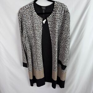 Chicos Women's Cardigan Top Size 3 XL Cheetah Print Open Front NEW